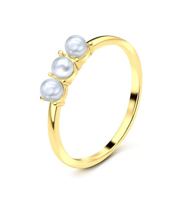 Pearl Gold Plated Silver Rings NSR-2909-GP